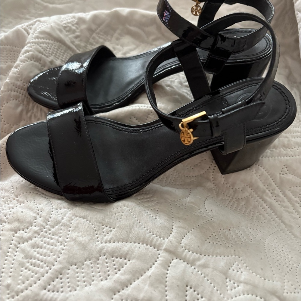 Tory Burch Black Patent Leather Sandals